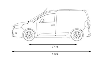 Der neue Renault Kangoo Rapid E-Tech elektrisch – Abmessungen im Profil